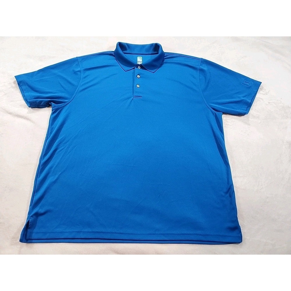 PGA Tour Airflux Men's‎ Blue 3 Button Short Sleeve Polo Golf Shirt - Size XXL
